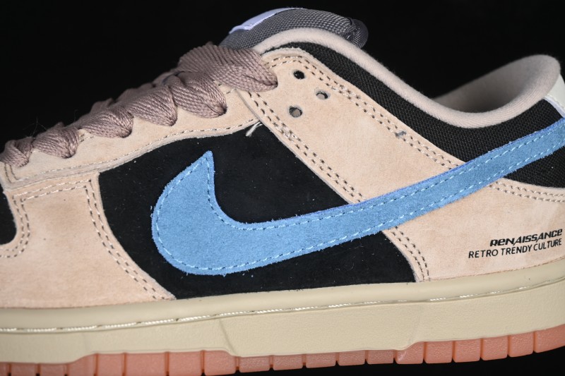Nike SB Dunk Low Khaki Black Blue Swoosh Low-Top Skateboarding Shoes - HJ0367-200