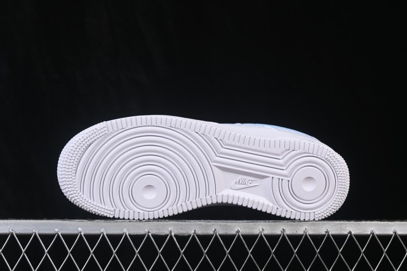 Nike Air Force 1 '07 Low Casual Basketball Shoes with White and Blue Swoosh and Full-Length Air Cushion - ZH0316-121