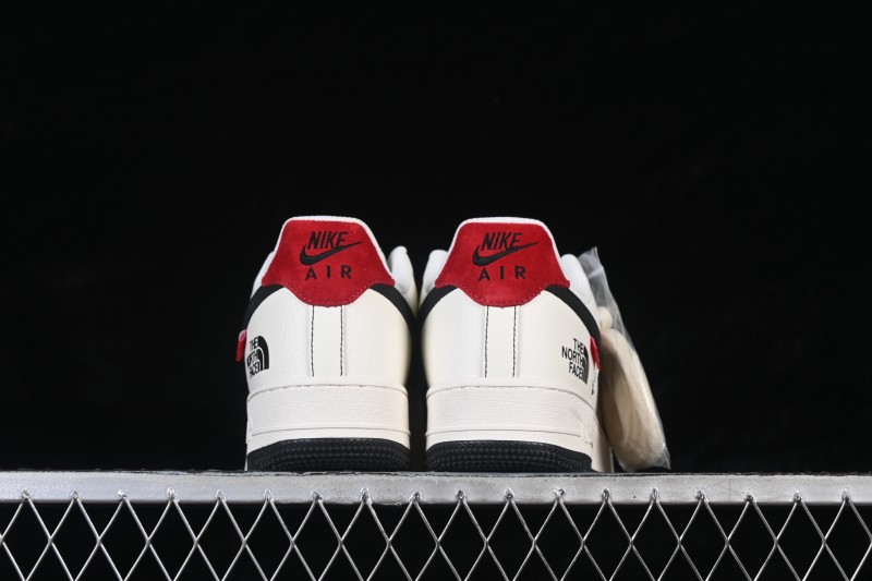 Nike Air Force 1 '07 Low Classic Basketball Sneakers with Black-White-Red Color Blocking and Perforated Leather Upper - KG6699-F42