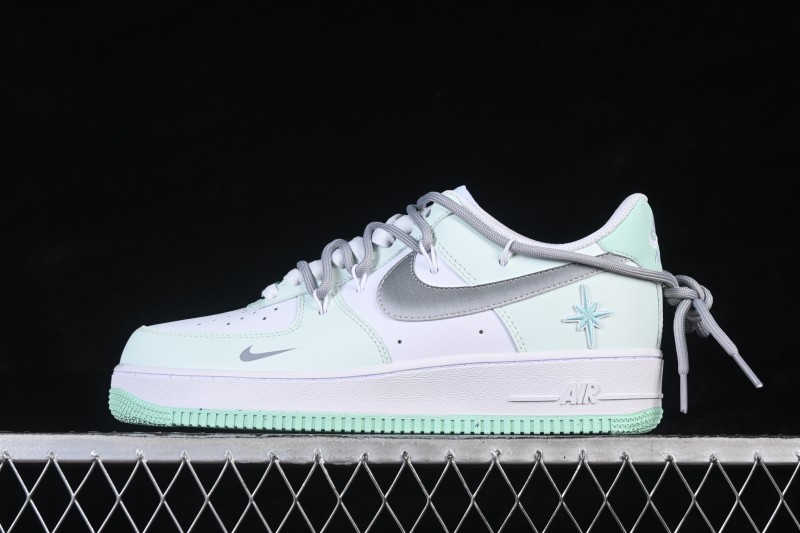 Nike Air Force 1 '07 Low Casual Skateboarding Shoes with Cloud White Mint Accents - XX7981-476