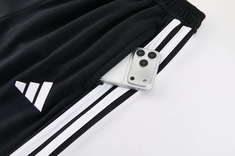 26/27 Adidas M06  Black Full Zipper Hooded Jacket Tracksuit + Long Pants