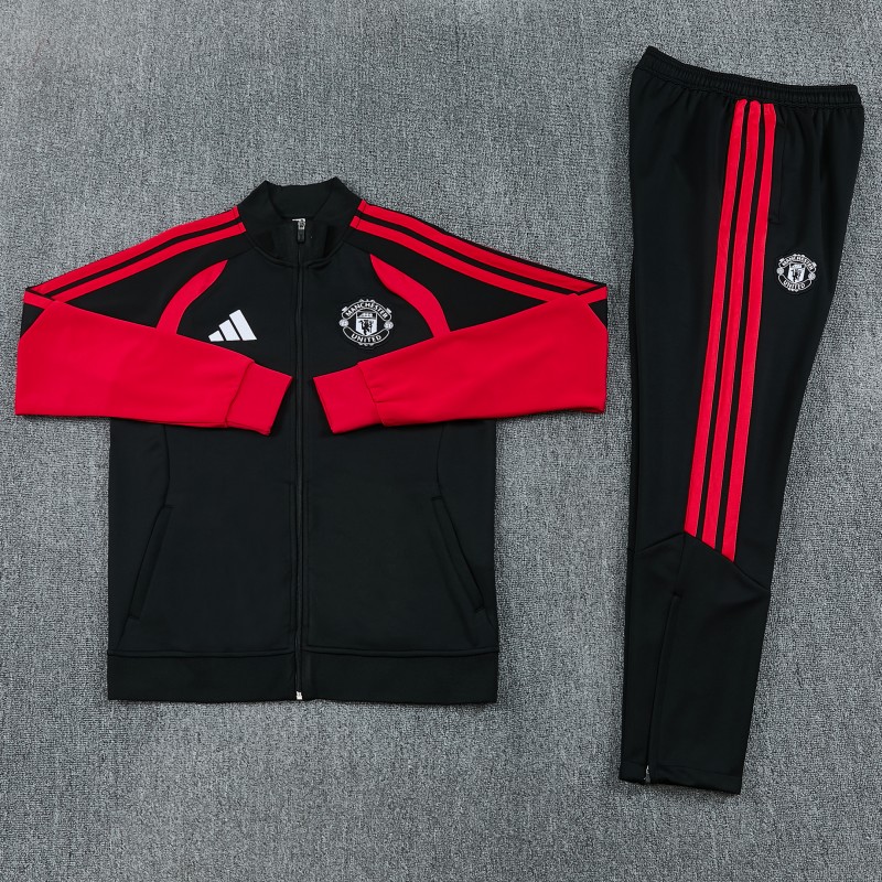 26/27 Manchester United FC  Black Full Zipper Jacket Tracksuit + Long Pants