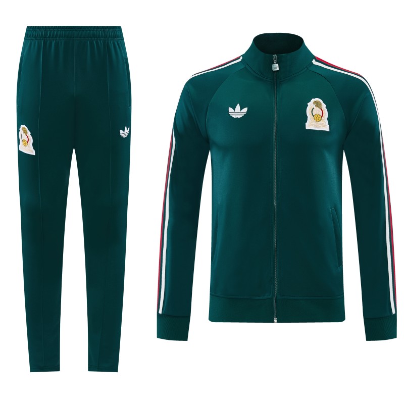 26/27 Mexico  Dark Green Full Zipper Jacket + Long Pants