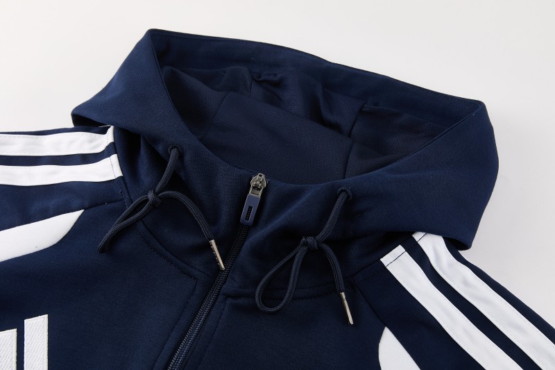 26/27 Adidas M06  Navy Blue Full Zipper Hooded Jacket Tracksuit + Long Pants