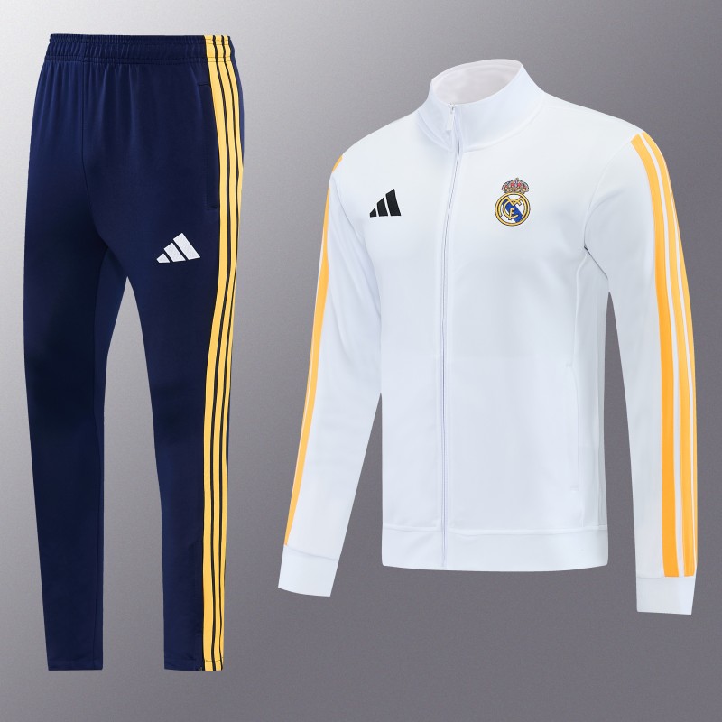 26/27 Real Madrid  White Full Zipper  Jacket Tracksuit + Long Pants