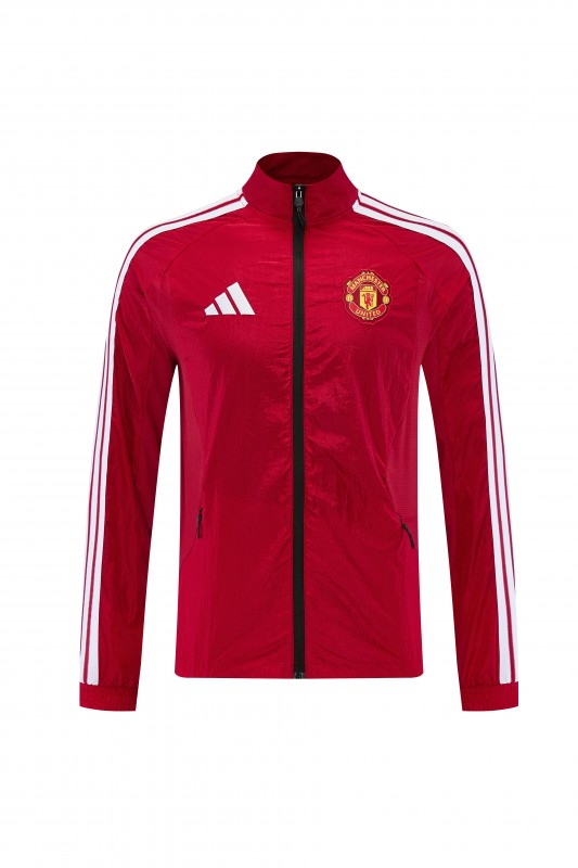 26/27 Manchester United FC Red Full Zipper Windbreaker Jacket