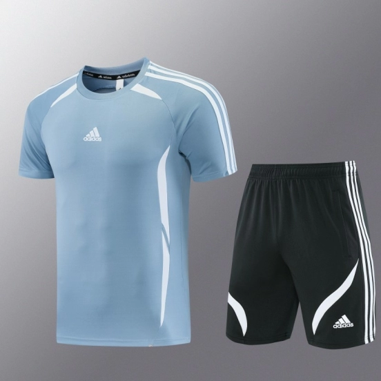 26/27 Adidas 16 Blue Grey Short Sleeve+Soccer Shorts