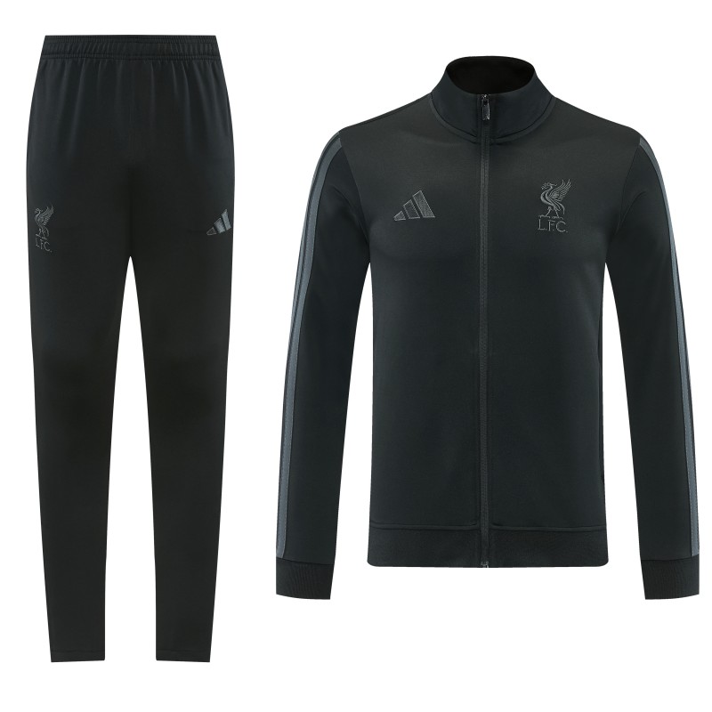 26/27 Liverpool  Black Full Zipper Jacket Tracksuit + Long Pants