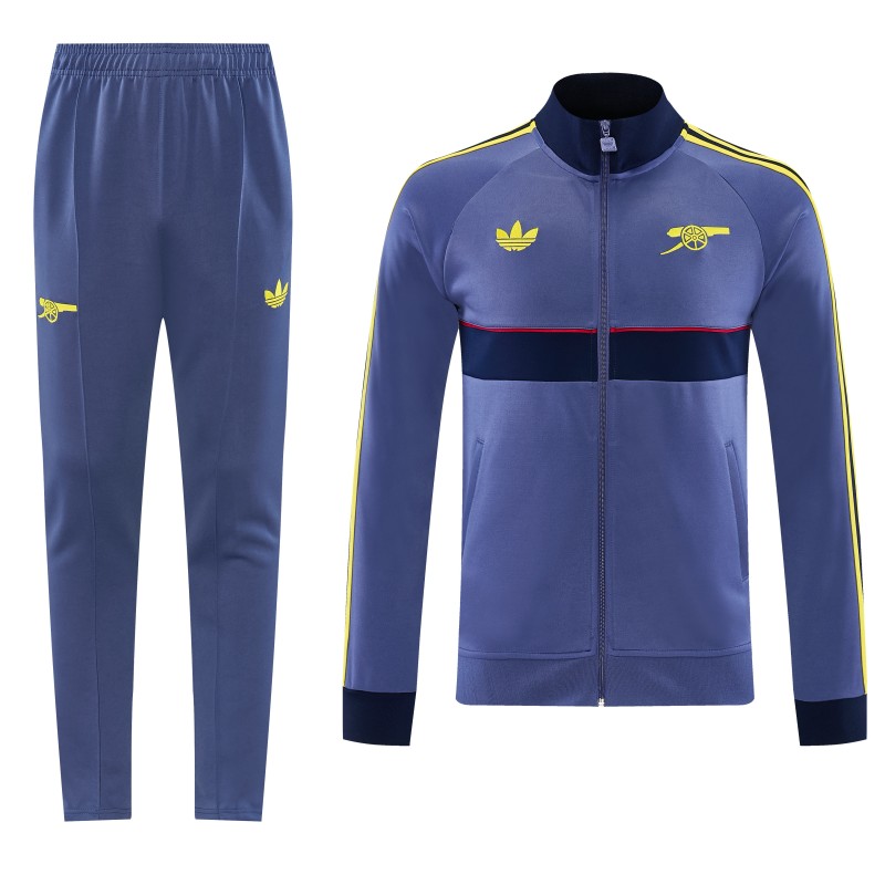 26/27  Arsenal FC Blue Grey Full Zipper Jacket Tracksuit + Long Pants