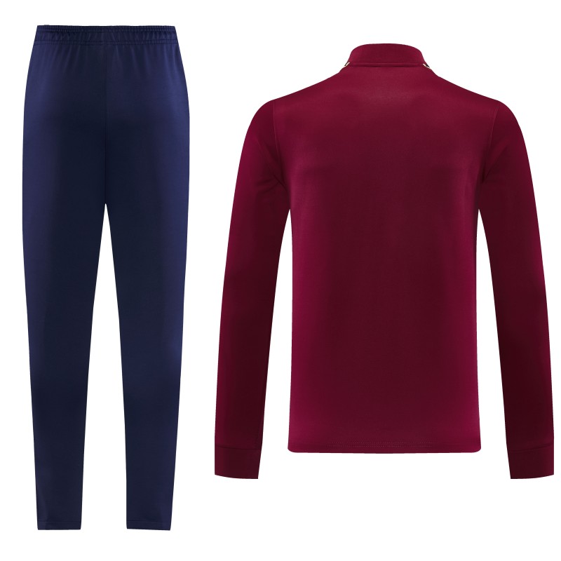 26/27 Barcelona  Dark Red Full Zipper Jacket Tracksuit + Long Pants