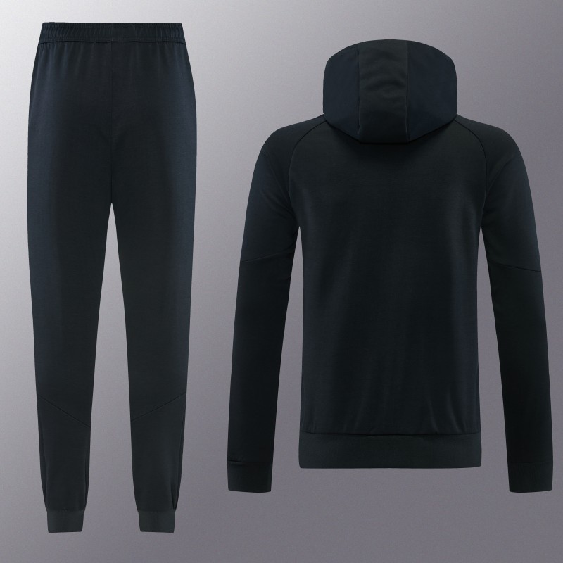 26/27 Adidas M06  Black Full Zipper Hooded Jacket Tracksuit + Long Pants