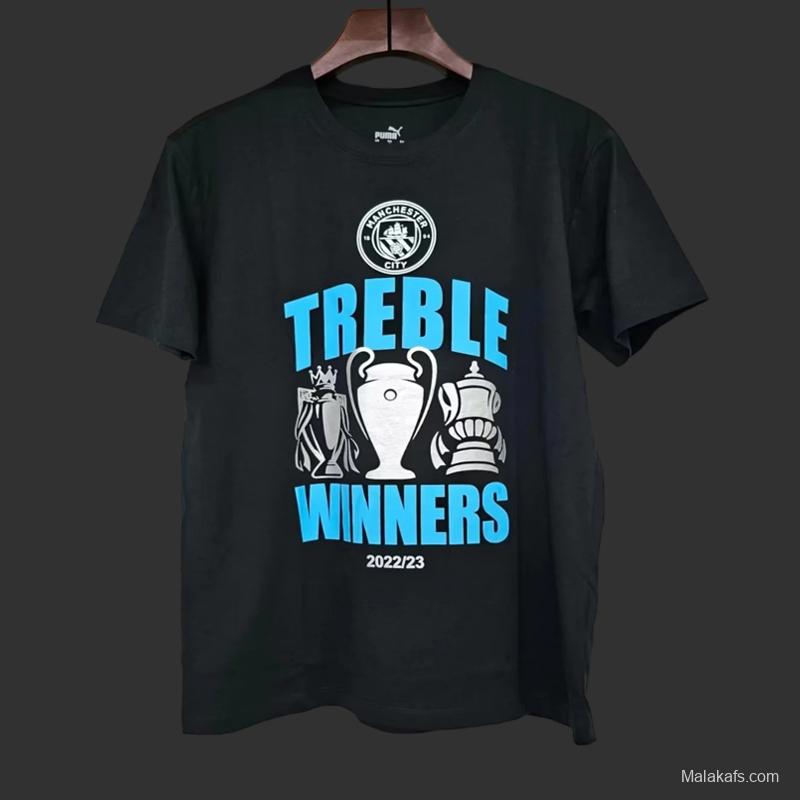 23/24 Manchester City Black Treble Winners T-Shirt