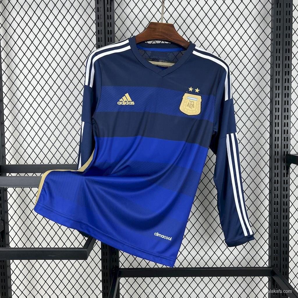 Retro 2014 Argentina Home Long Sleeve Soccer Jersey