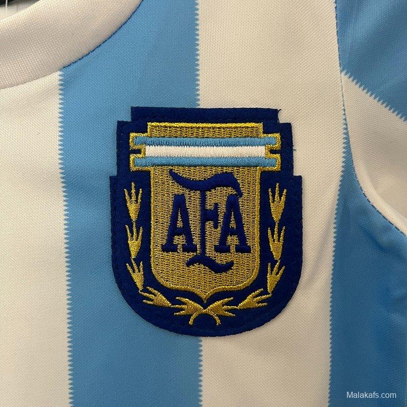 1986 Retro Kids Argentina Home Jersey