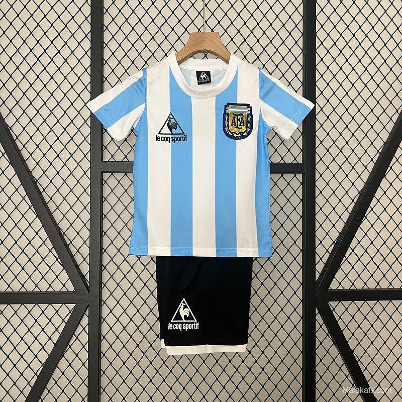 1986 Retro Kids Argentina Home Jersey