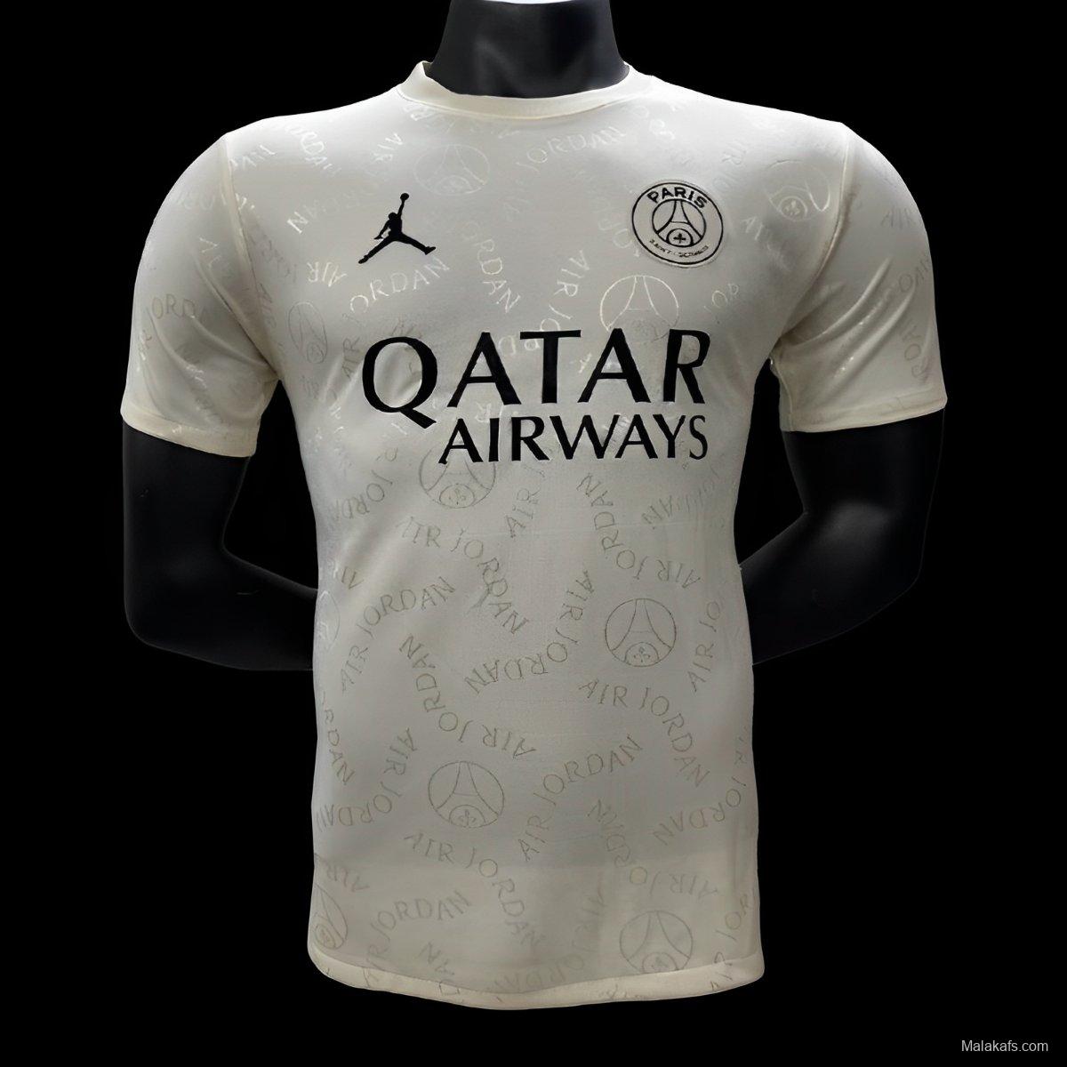Player Version 25/26 Paris Saint-Germain Away White with Air Jordan Pattern Jersey