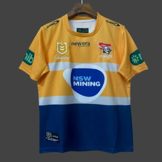 25/26 Newcastle Knights Gold with Navy Stripe Jersey