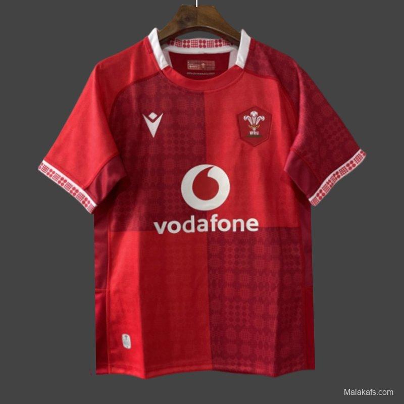 2026 Wales home Red with Vertical Stripe Pattern Jersey
