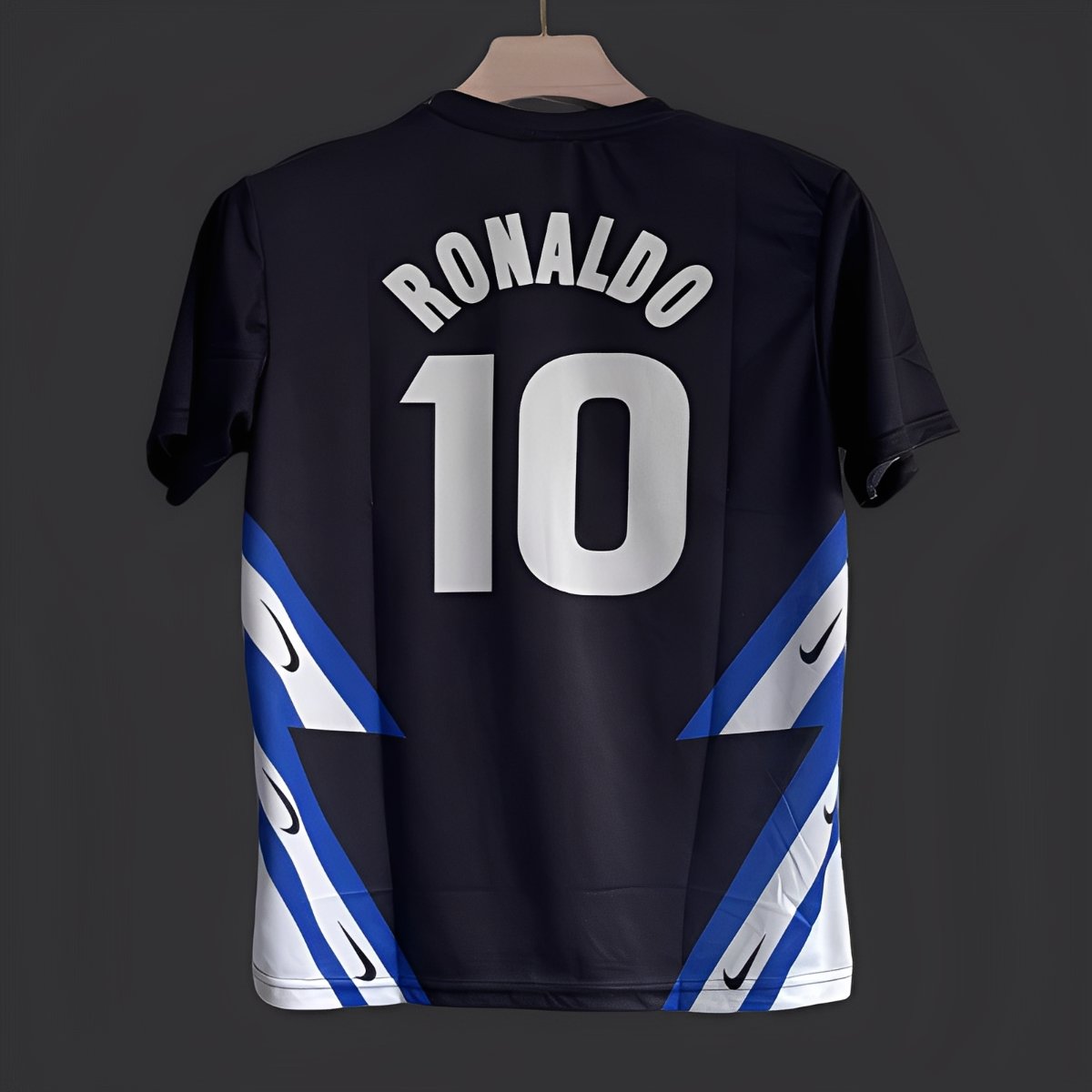 5/26 Inter Milan Black with Blue White Diagonal Stripes Jersey