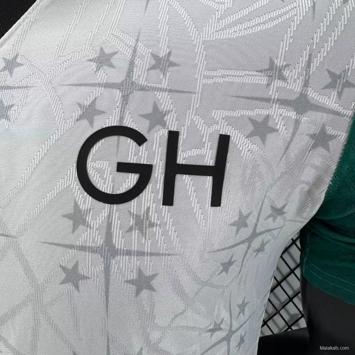 Player Version 2026 Ghana White with Black Star and Red-Green Sleeves Jersey