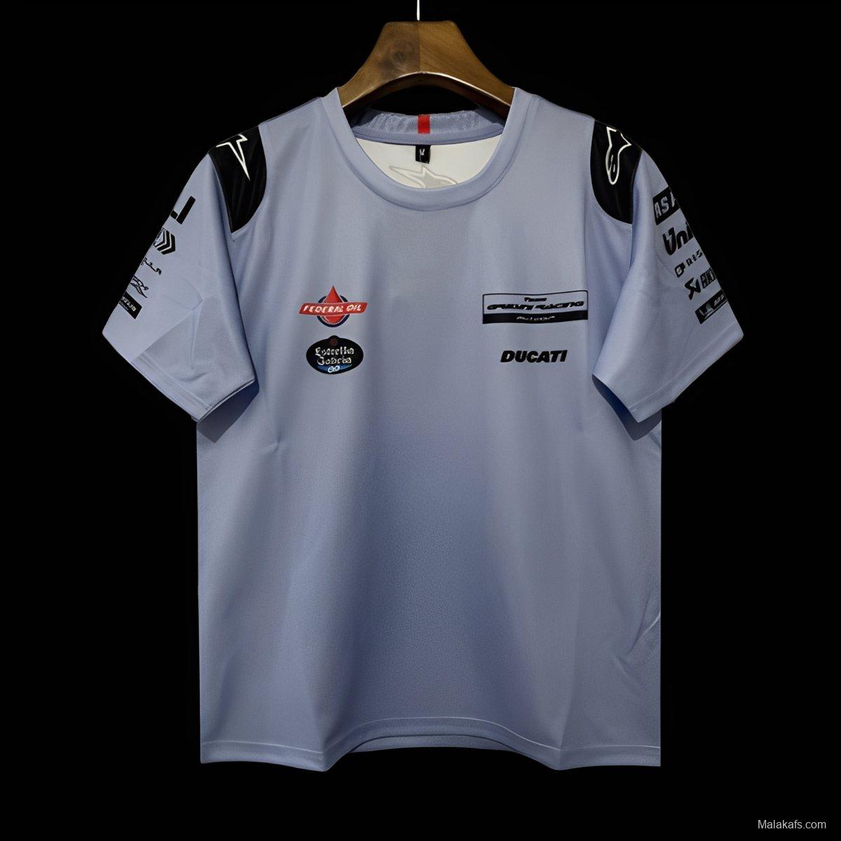 2025 F1 Gresini Racing Ducati Light Blue with Black Shoulder T-Shirt