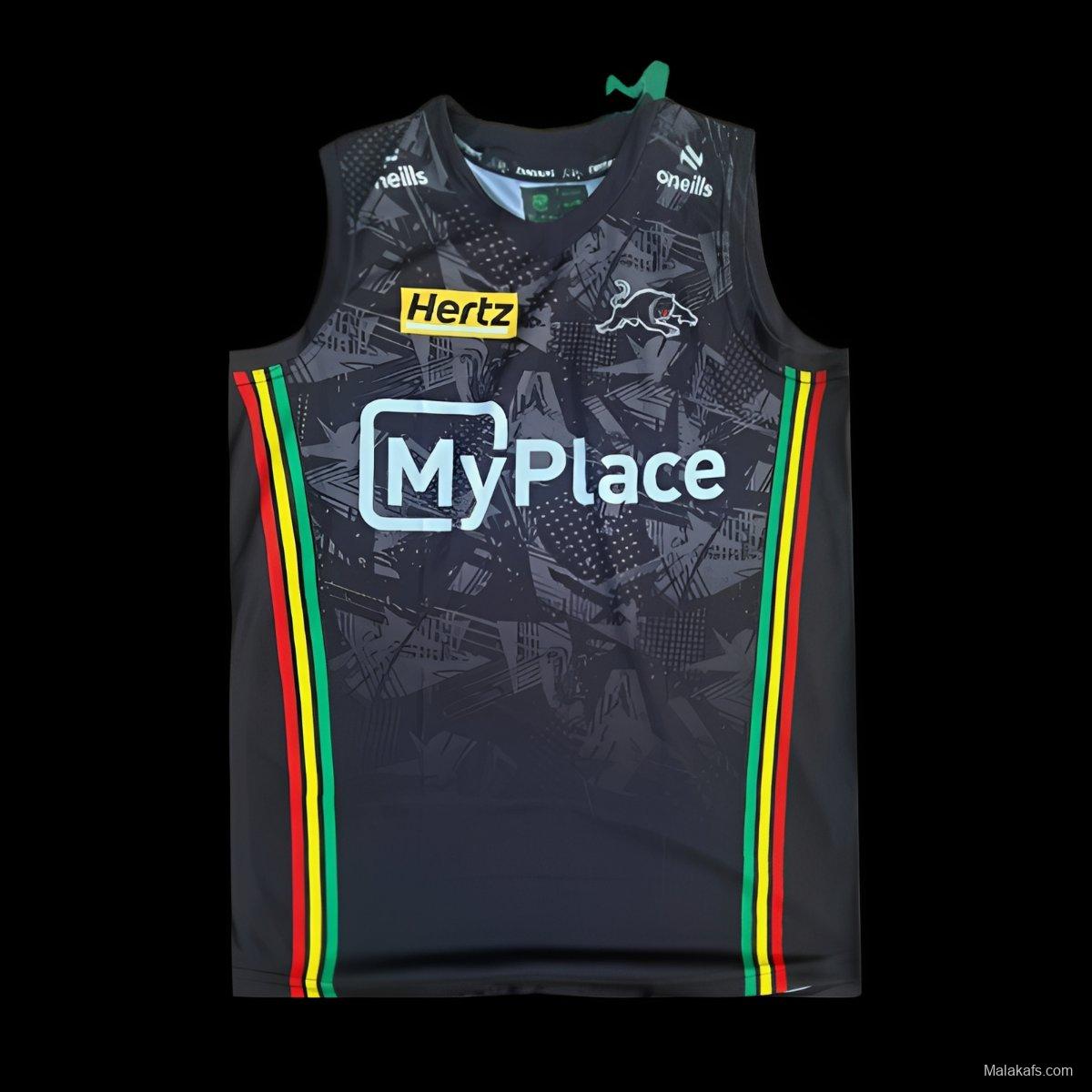 24/25 Penrith Panthers Black with Indigenous Design Singlet