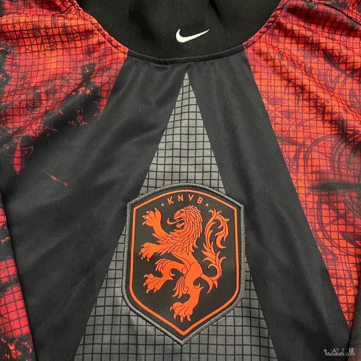2026 Netherlands Red/Black Long Sleeve Goalkeeper Jersey