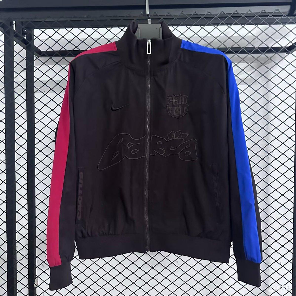 25/26 Barcelona Black/Red/Blue Full Zipper Windbreaker