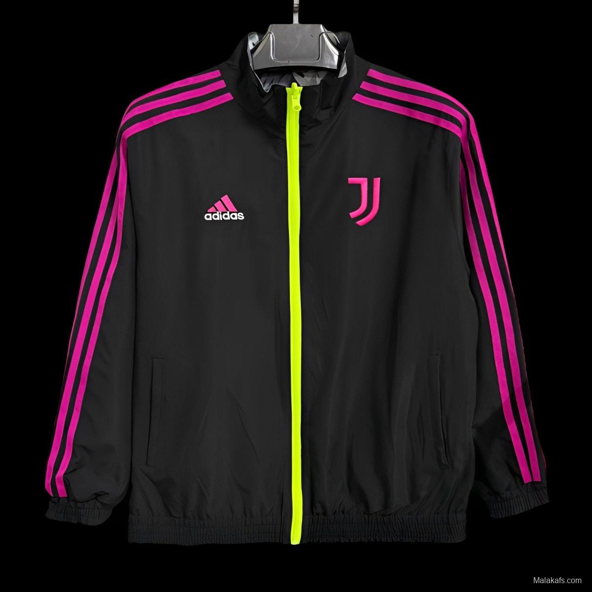 25/26 Juventus Black/Purple Full Zipper Windbreaker