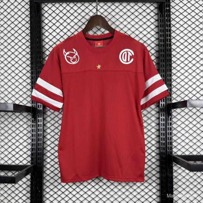 2025 Deportivo Toluca FC "Los Diablos Rojos" Special Edition Red Mesh American Football Style Jersey