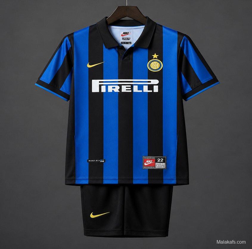 Retro 98/99 Kids  Inter Milan Blue & Black Stripe Home Jersey