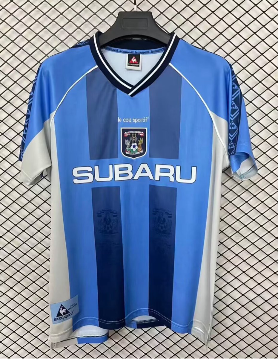 Retro 1995/97 Coventry City Sky Blue & Navy Stripe Home Jersey