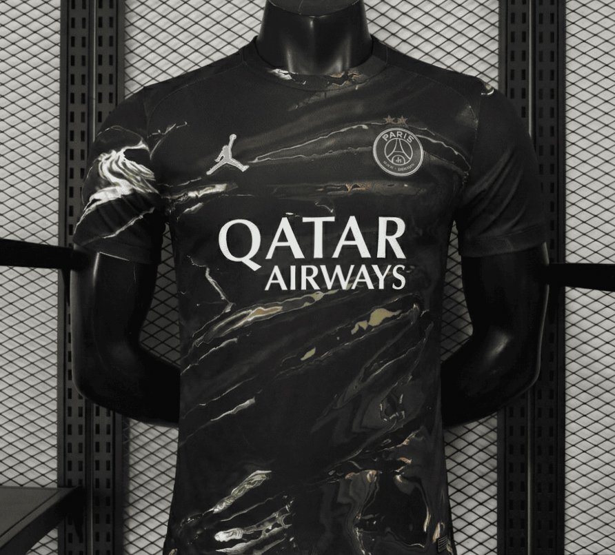 Player Version  2 Stars 25/26 PSG × Jordan Brand Third Black Jersey With Champions of Europe 2026 Printing