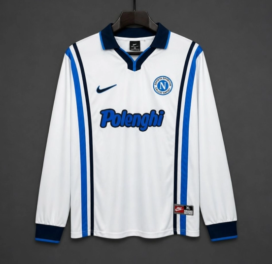 Retro 97/98 Napoli Away White Long Sleeve Jersey