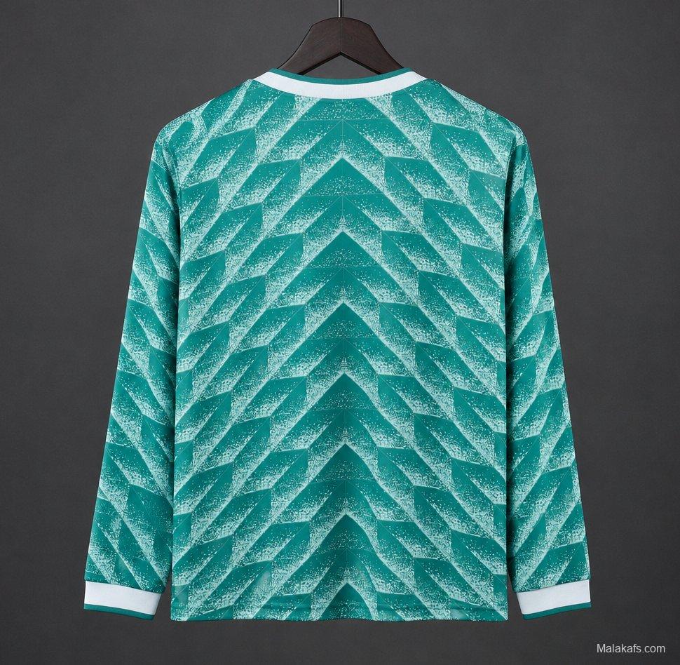 Retro 1990 West Germany Green Long Sleeve Away Jersey