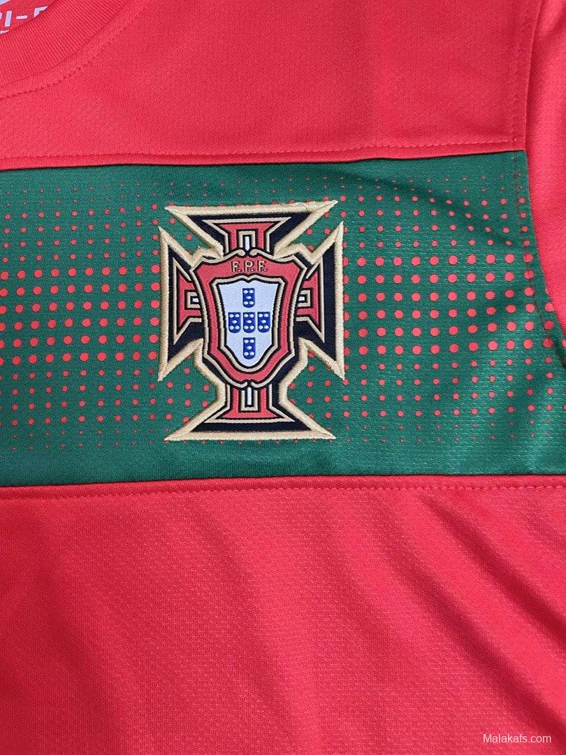 Retro  2010 Portugal Home Long Sleeve Jersey