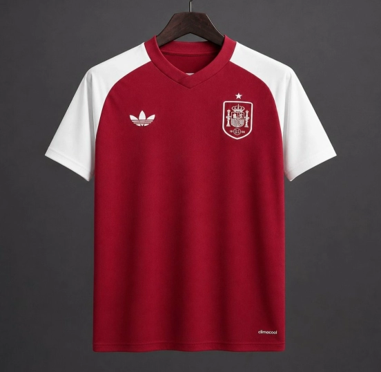 2026 Spain Pre-Match Away Red&White Jersey