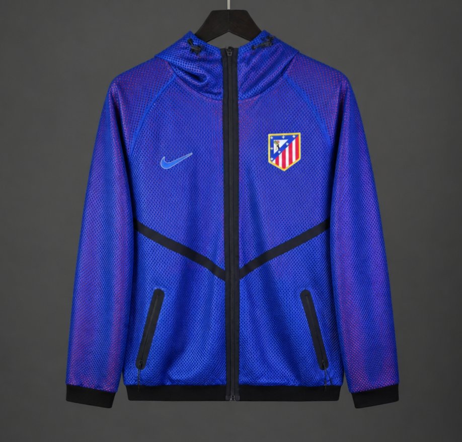 26/27 Atletico Madrid Lightweight Breathable Mesh Windbreaker Blue Jacket