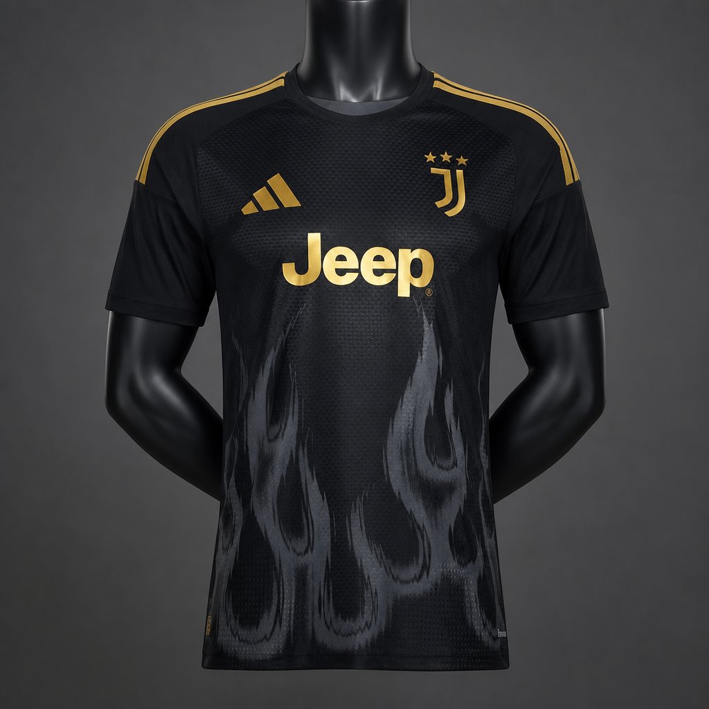 Player Version 26/27 Juventus Black & Gold with Flame Pattern Special Edition Jersey