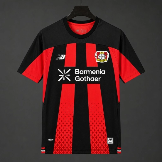 26/27 Bayer 04 Leverkusen Home Black/Red Vertical Stripes Jersey