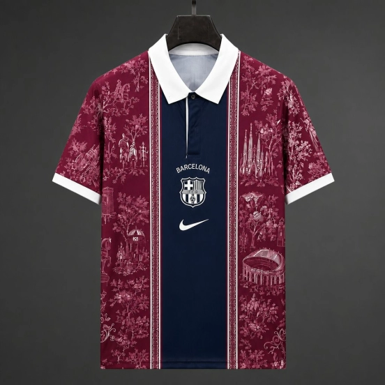26/27 Barcelona Special Edition Burgundy Polo Collar Jersey