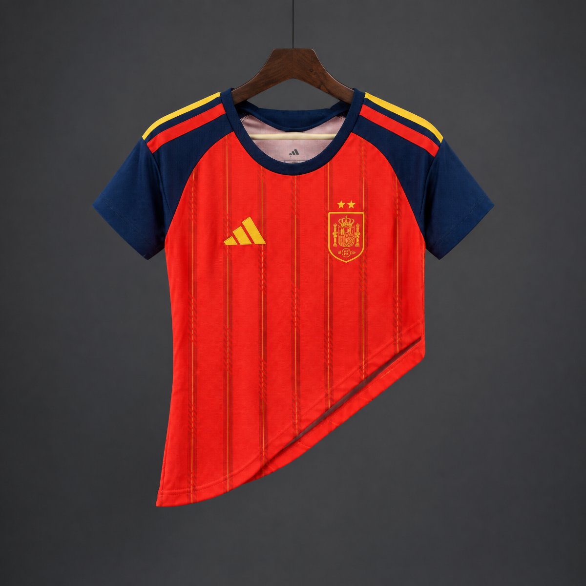 26/27 Women Spain Home Asymmetric Hem Crop Jersey
