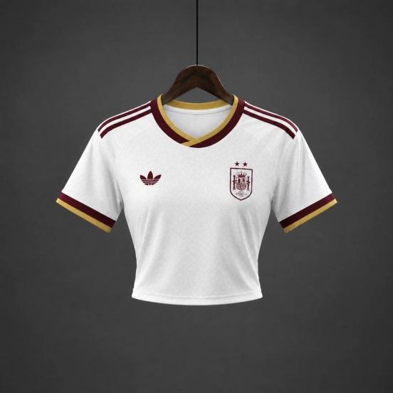 26/27 Women Spain Away White Crop Jersey