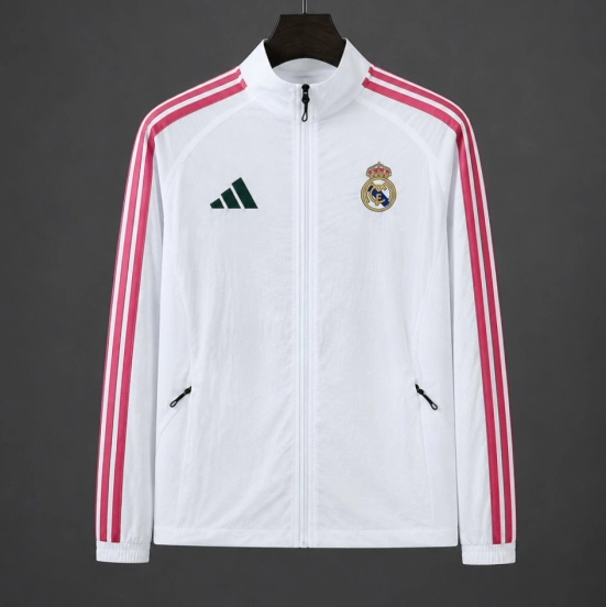 26/27 Real Madrid CF  White Full Zipper  Windbreaker Jacket