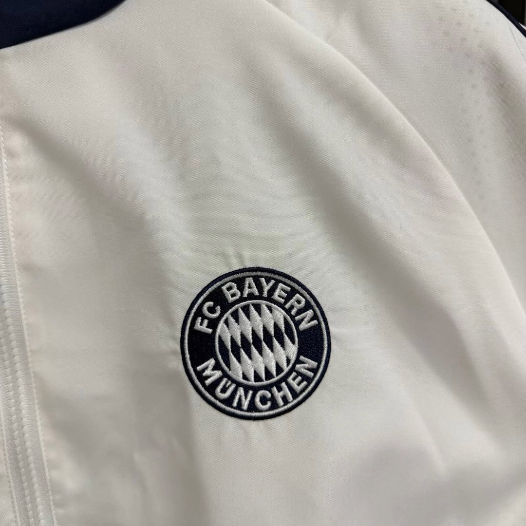 26/27 Bayern Munich White Full Zipper Windbreaker Jacket